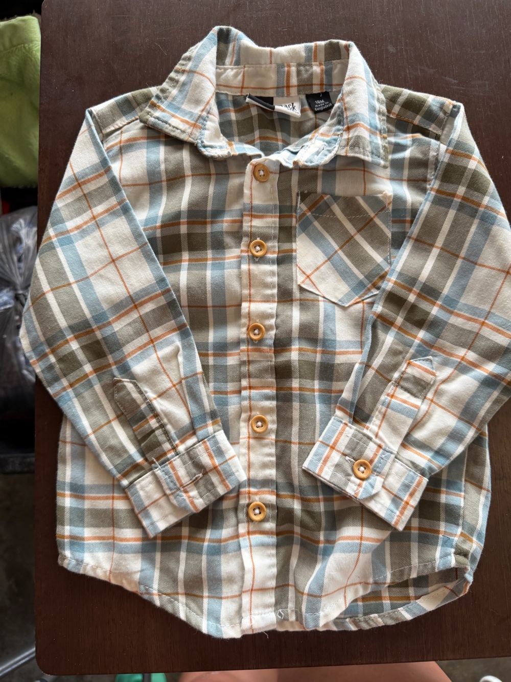 Toddler Plaid Button-Down Shirt in Blue, Tan & Cream